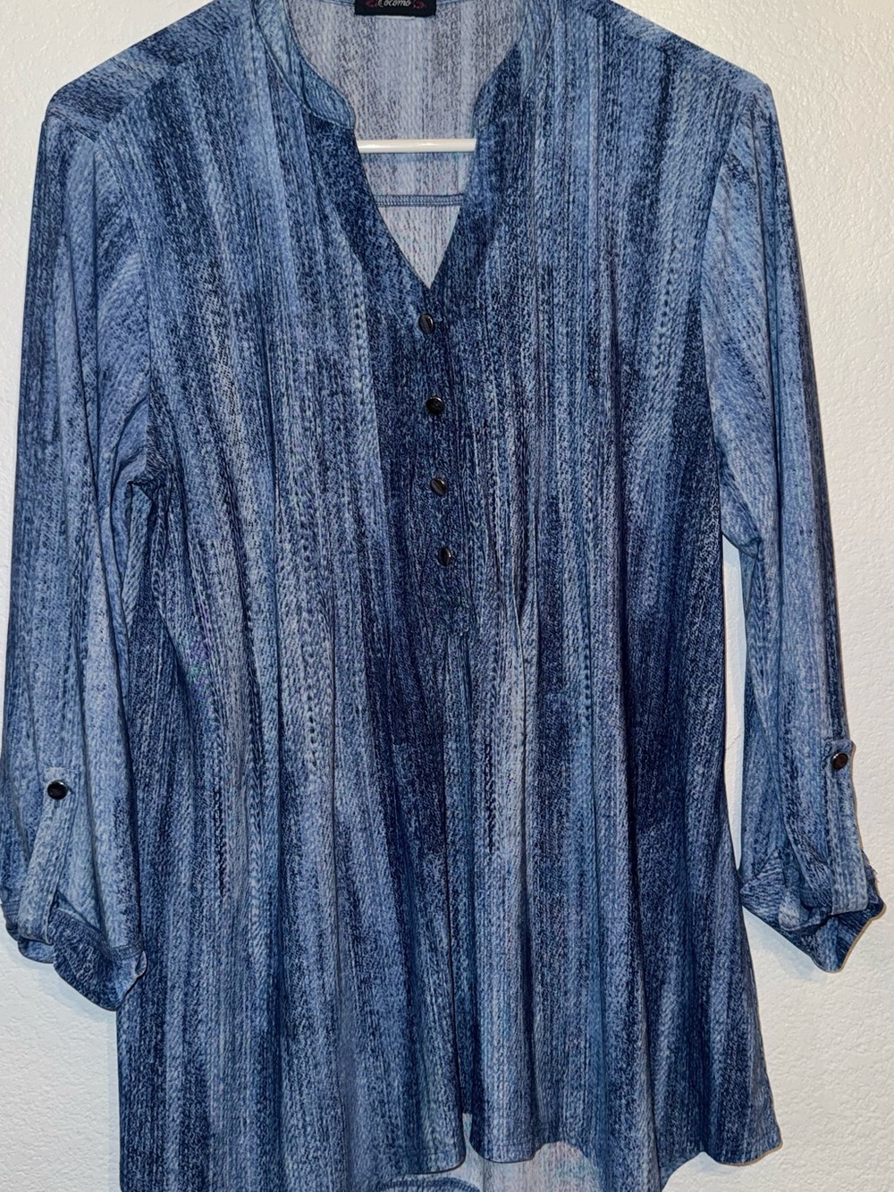 Cocomo Navy & Light Blue Striped V-Neck Tunic Top Vintage
